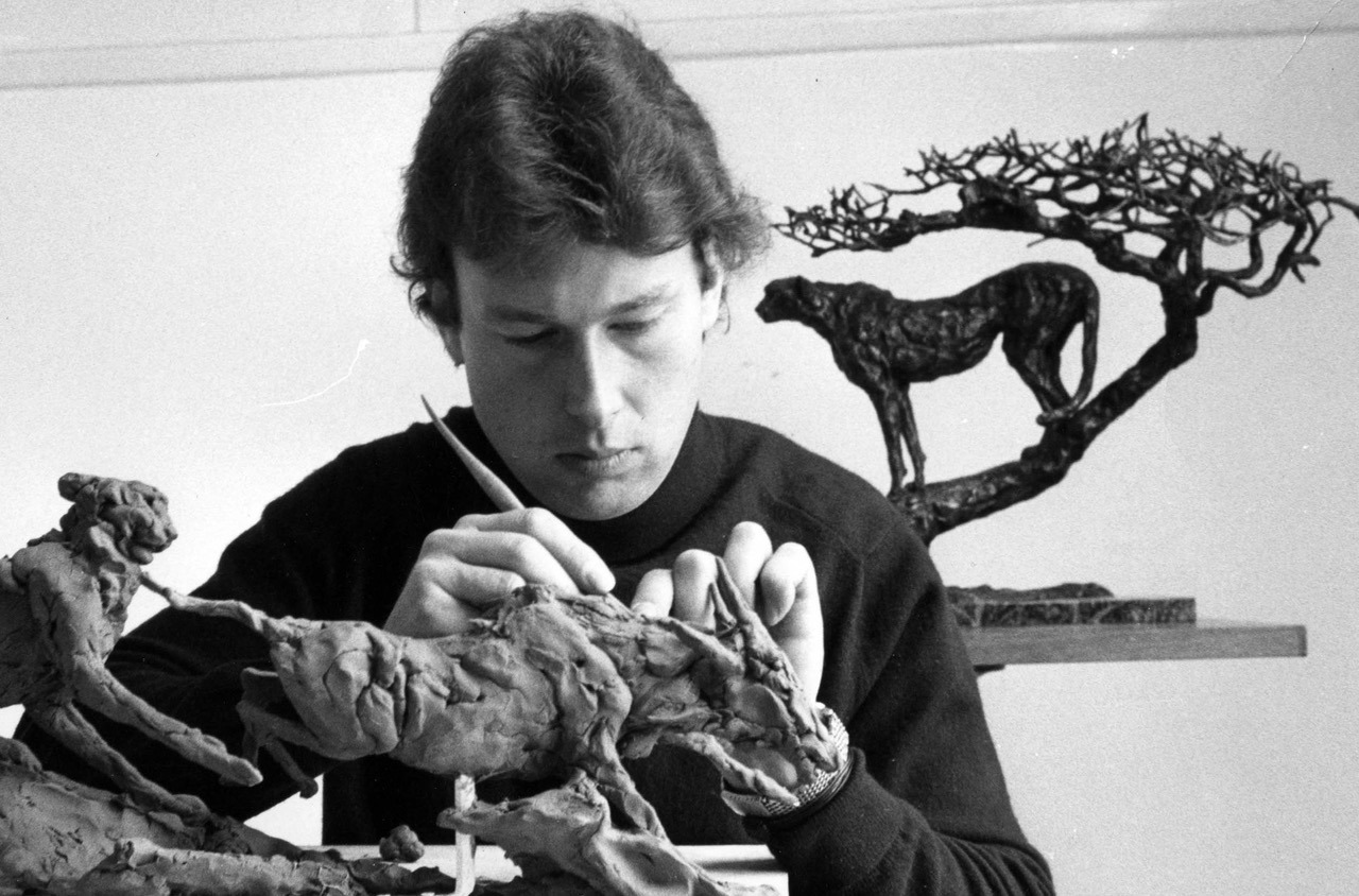 Jonathan Kenworthy working on Cheetah Wax Carving