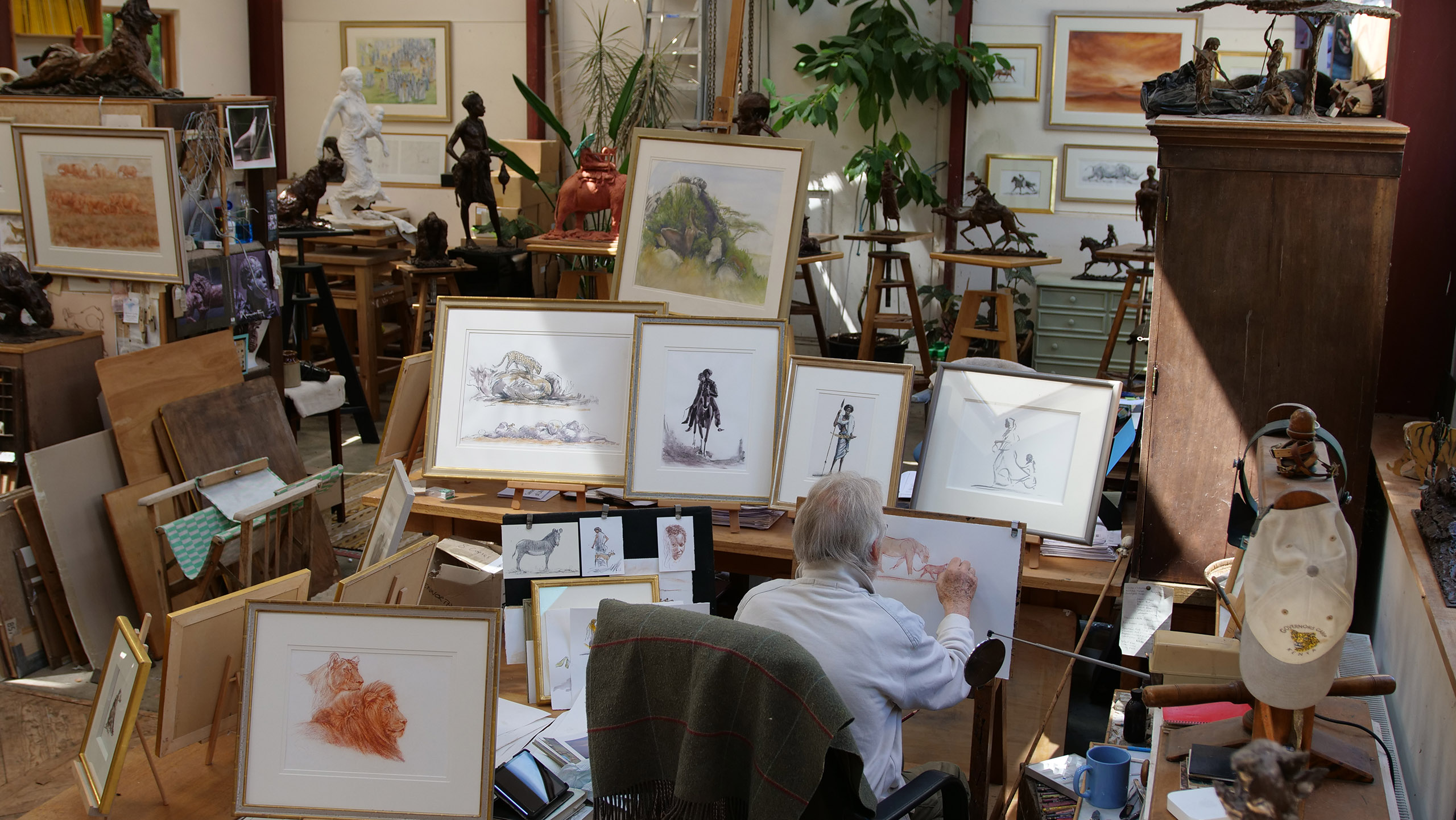 Jonathan Kenworthy Drawing in his Studio