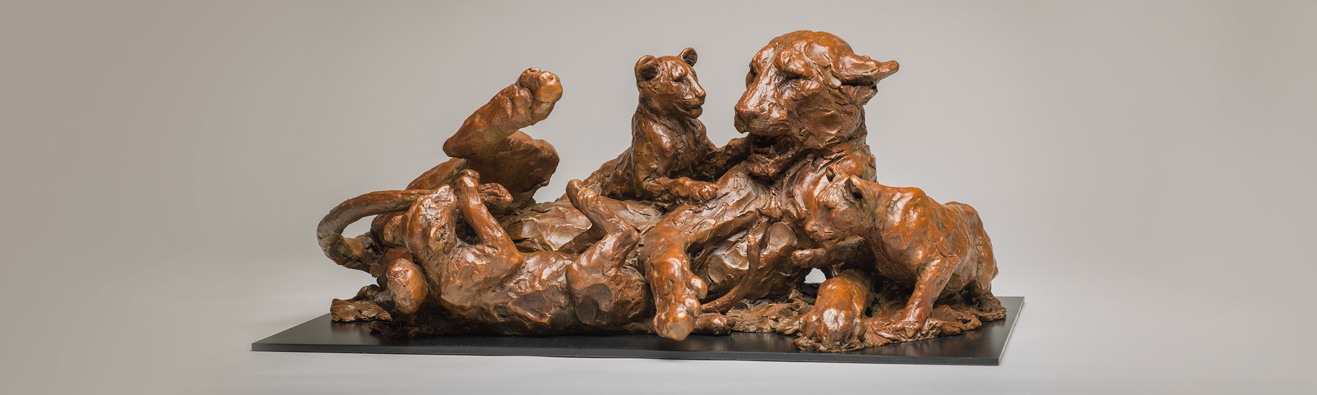 Lioness and Cubs Bronze Sculpture, 2022/3