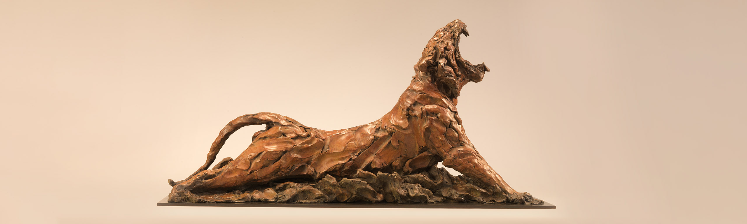 Stretching Tiger Bronze Sculpture, 2002