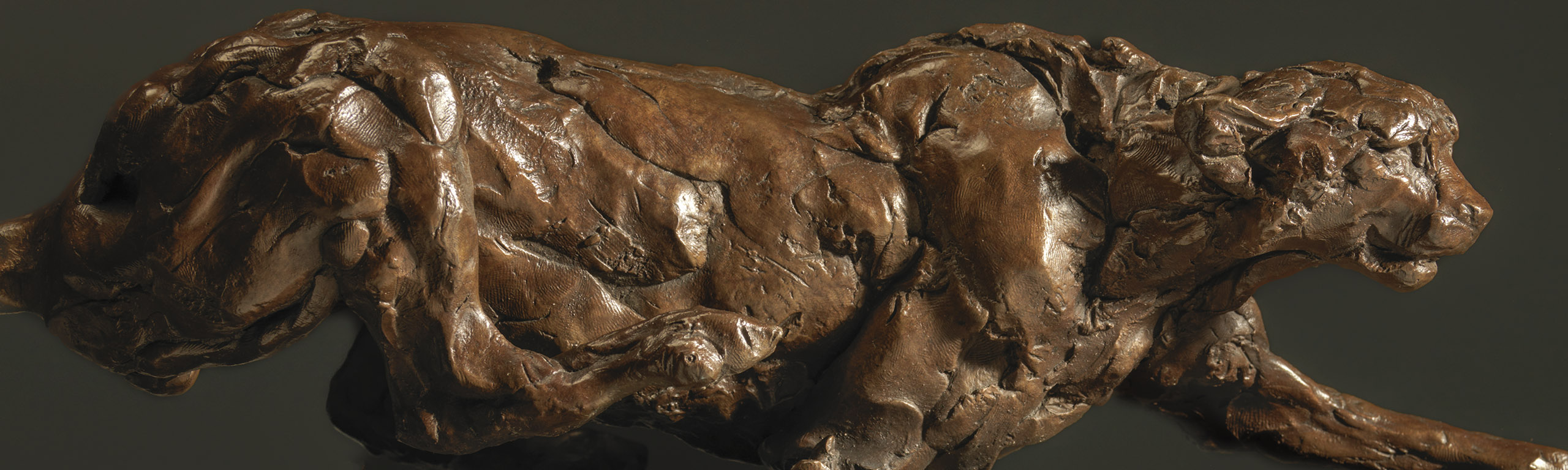 Cheetah Running Bronze Sculpture