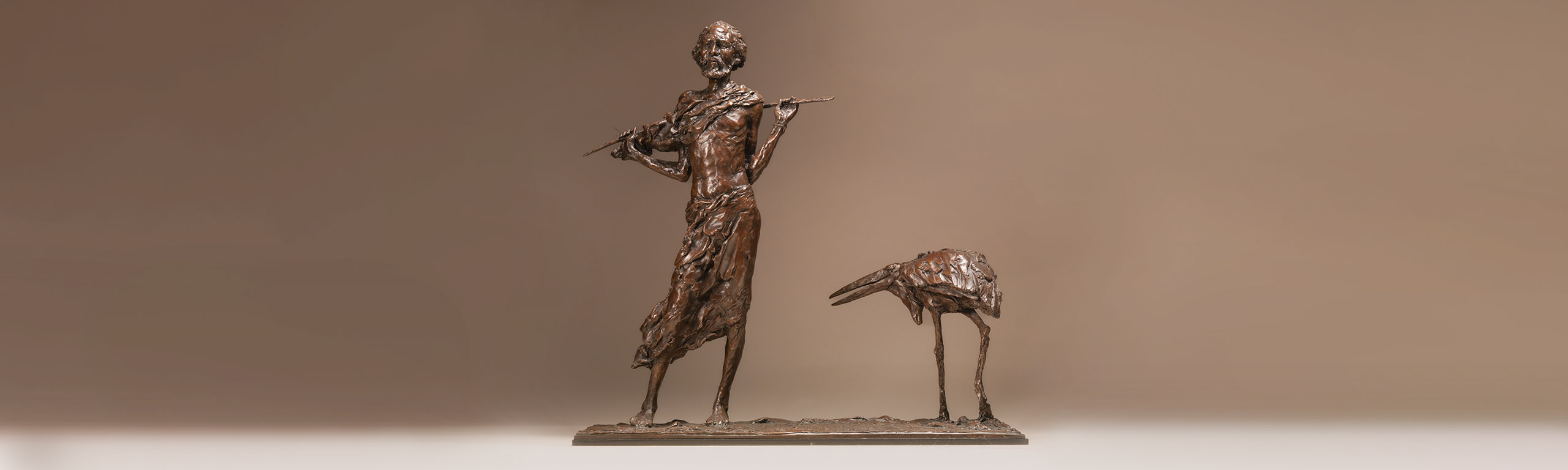 Somali And Marabou Stork Bronze Sculpture